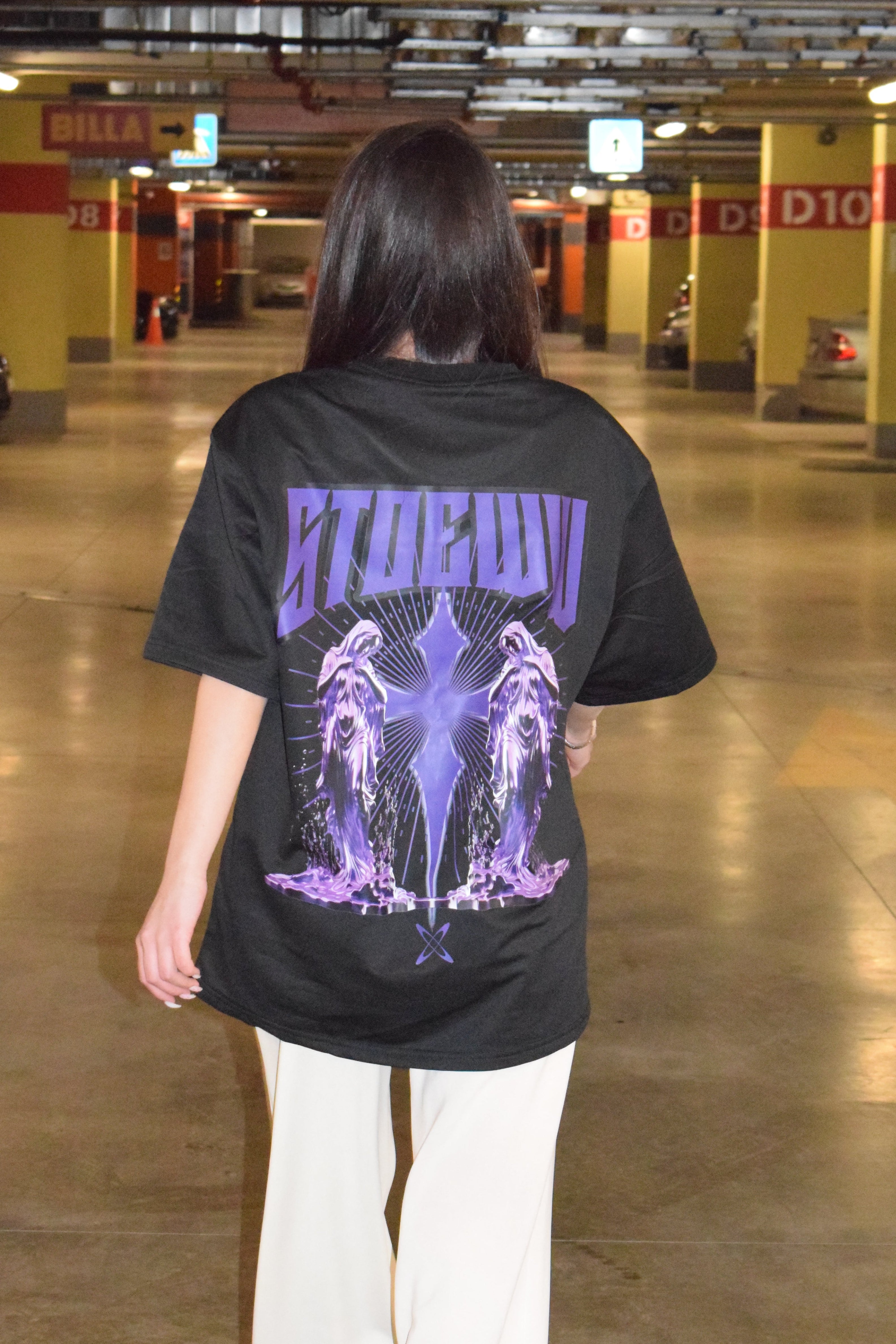 Oversized T-Shirt Angels with Cross